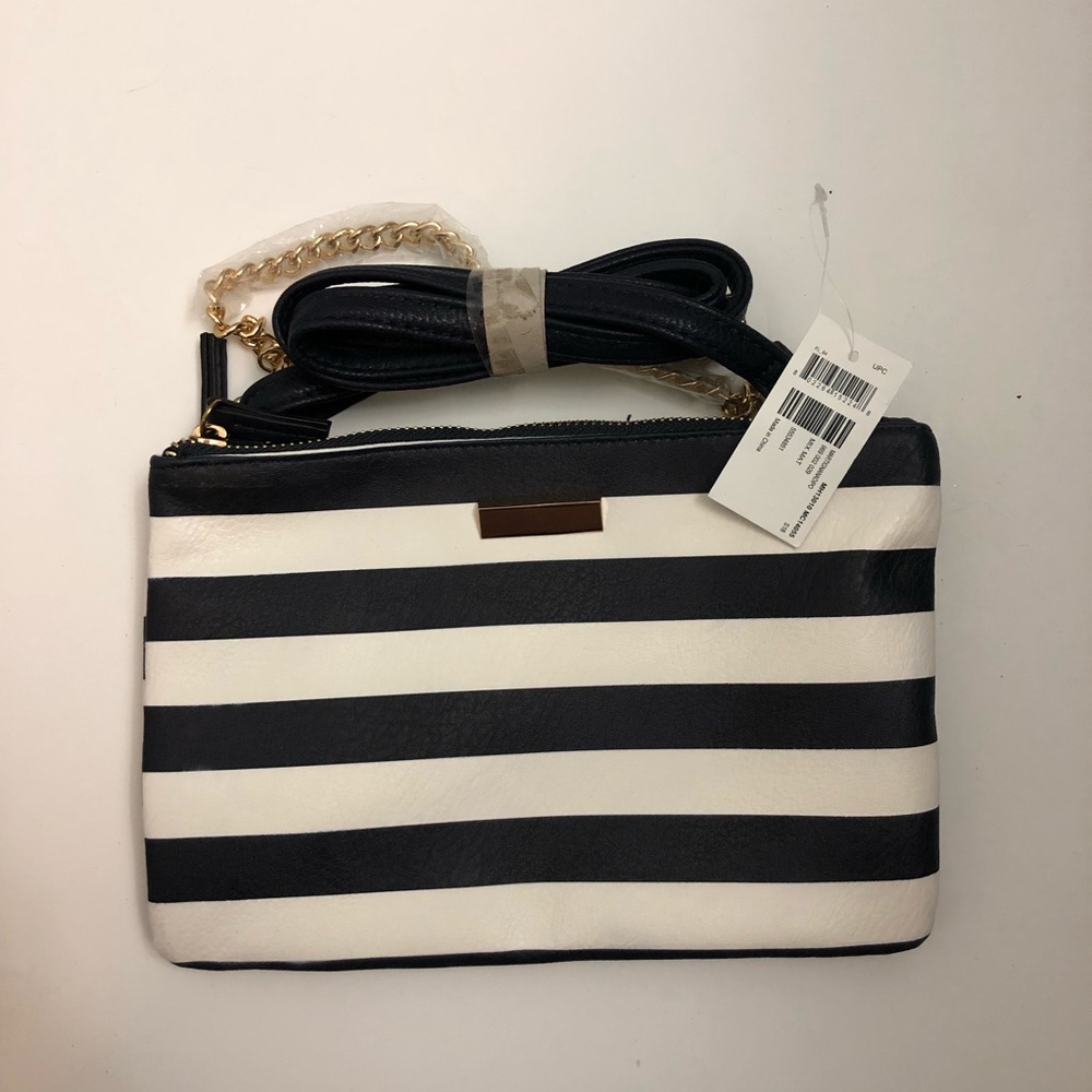 European Black and White Striped Handbag